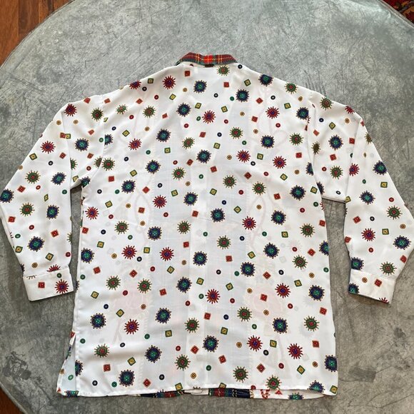 Vintage Chaus Korea Ornate Plaid Design Button Up Shirt Blouse Womens Large - Picture 7 of 11